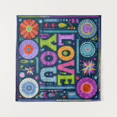 Liebe You, buntes Vintages Design, Wandteppich (Vorderseite (Horizontal))