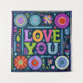 Liebe You, buntes Vintages Design, Wandteppich (Vorderseite)