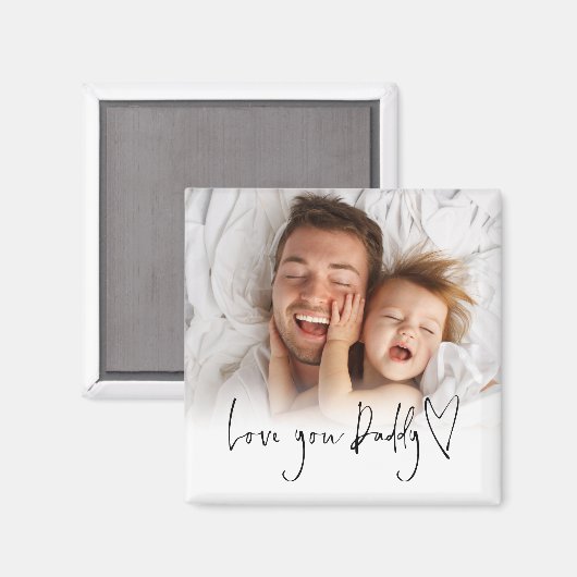 Liebe You Daddy Foto Overlay Script Heart Magnet (Vorderseite/Rückseite)