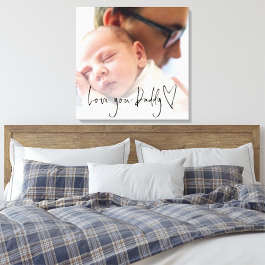 Liebe You Daddy Script Heart Custom Foto Overlay C Leinwanddruck (Insitu (Schlafzimmer))