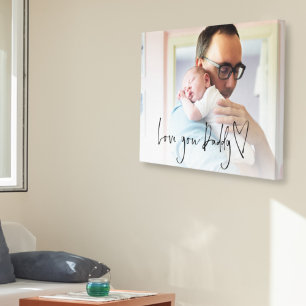 Liebe You Daddy Script Heart Foto Overlay Leinwanddruck