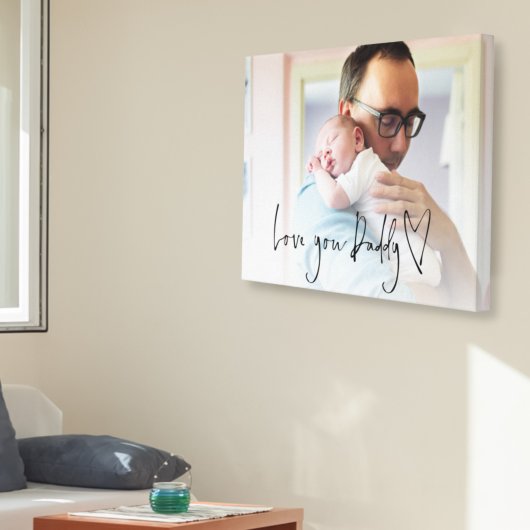 Liebe You Daddy Script Heart Foto Overlay Leinwanddruck