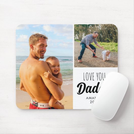 Liebe You Daddy | Vater Custom Zwei Fotos Mousepad (Mit Mouse)