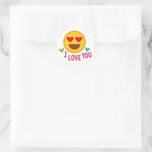 Liebe You Emoji Runder Aufkleber (Tasche)