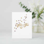 Liebe You Gold Glitzer Postkarte (Stehend Vorderseite)