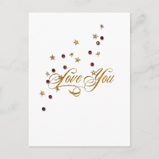 Liebe You Gold Glitzer Postkarte (Vorderseite)