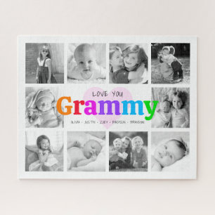 Liebe You Grammy Colorful Modern 10 Foto Collage Puzzle
