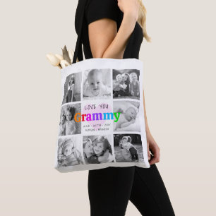 Liebe You Grammy Colorful Modern 8 Foto Collage Tasche
