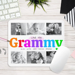 Liebe You Grammy Colorful Regenbogen 6 FotoCollage Mousepad