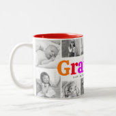 Liebe You Grammy Multicolor Moderne 10 FotoCollage Zweifarbige Tasse (Links)