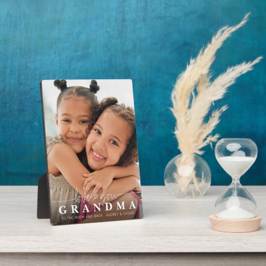 LIEBE YOU GRANDMA Foto Script Heart Overlay Fotoplatte (Seite)