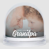 Liebe You Grandpa Modernes Skript 2 Foto Schneekugeln (Vorderseite)