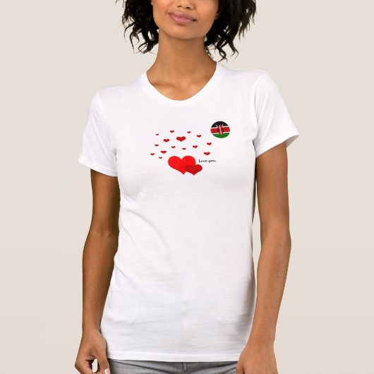 Liebe You, Hearts & Kenyan Flag Fashion / sport T-Shirt (Vorderseite)