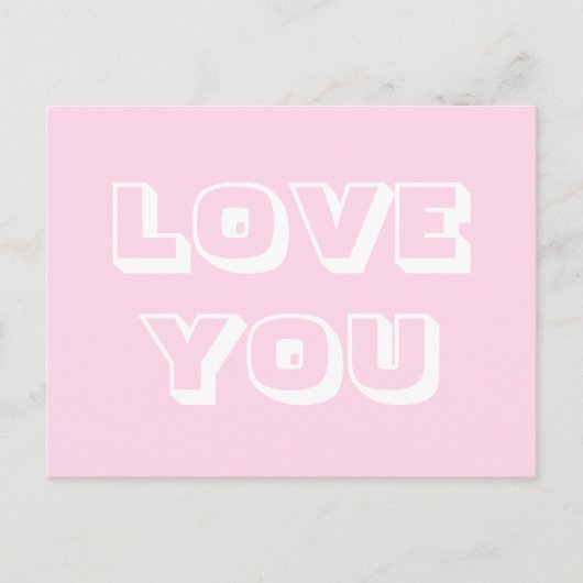 Liebe You, hellrosa, modern kühl Postkarte (Vorderseite)