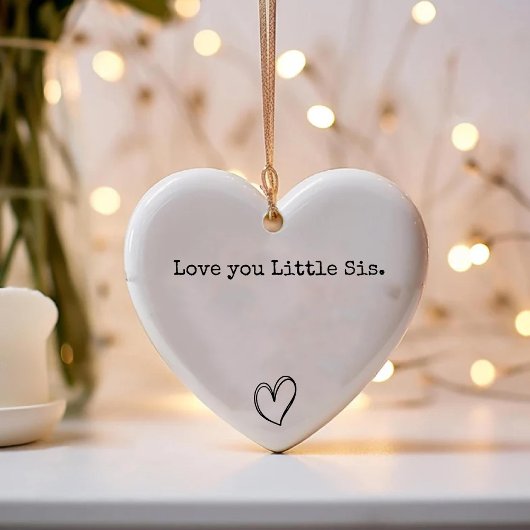Liebe you Little Sis / Chic Heart Sister Keepake Keramik Ornament