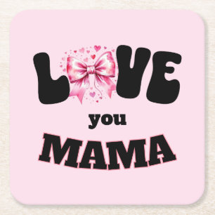 Liebe You Mama Coquette Rechteckiger Pappuntersetzer