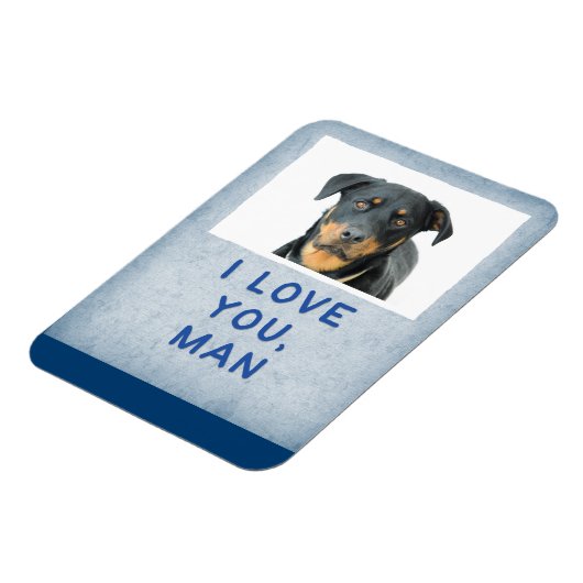 Liebe You Man, Light Blue Custom Dog Foto Magnet (Linke Seite)
