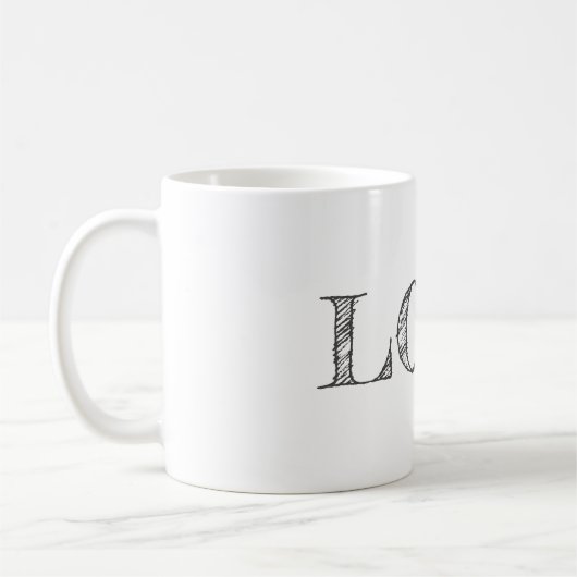 LIEBE YOU Modern Typografy Mama Vater Kinderkind Kaffeetasse (Links)
