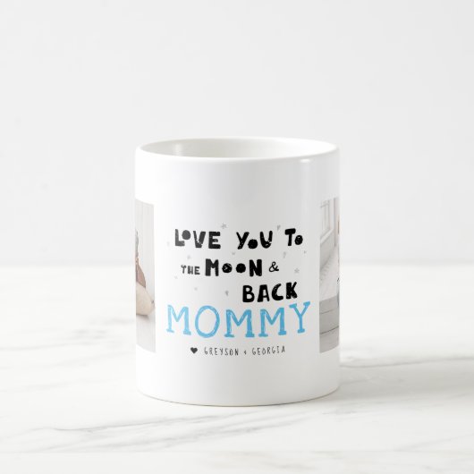 Liebe You Mommy | Handgeschriebene zwei FotoCollag Kaffeetasse (Mittel)