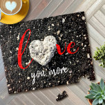 Liebe You More Hawaii Beach Coral Heart Rock Foto Puzzle<br><div class="desc">"Liebe mehr". Ich habe das Glück, diesen herzförmigen Korallengestein gepunktet zu haben, während ich am späten Nachmittag diesen schwarzen Sandstrand der Großen Insel Hawaii spaziere. Eine wunderbare Erinnerung der Liebe, wann immer sie an diesem atemberaubenden, grafischen Foto-Puzzle arbeiten. Sie können den Text im Vorlagenfeld sogar durch den Namen Ihrer Wahl...</div>