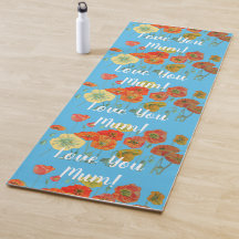 Liebe You Mum Orange Red Poppe Floral Yoga Mat
