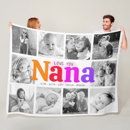 Liebe You Nana 10 Foto Collage Farbenfroh Moderne Fleecedecke (Beispiel)