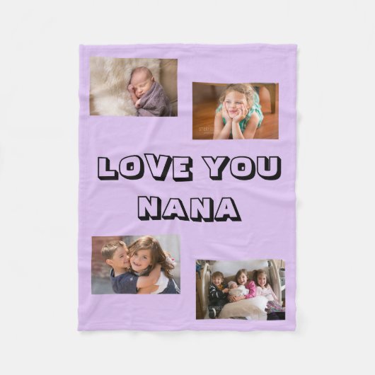 Liebe You Nana 4 Foto Lila Fleecedecke (Vorderseite)