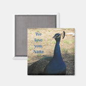 Liebe You Nana Blue Bird Feathers Foto Peacock Magnet (Vorderseite/Rückseite)