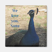Liebe You Nana Blue Bird Feathers Foto Peacock Magnet (Vorne)