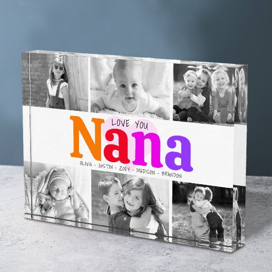 Liebe You Nana Colorful Rainbow Moderne Collage 6 Fotoblock