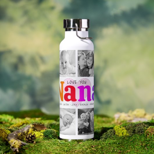 Liebe You Nana farbenfroh Modern 10 Foto Collage Trinkflasche (Außenbereich)