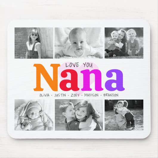 Liebe You Nana Farbenfroher Regenbogen 6 Foto Coll Mousepad (Vorne)