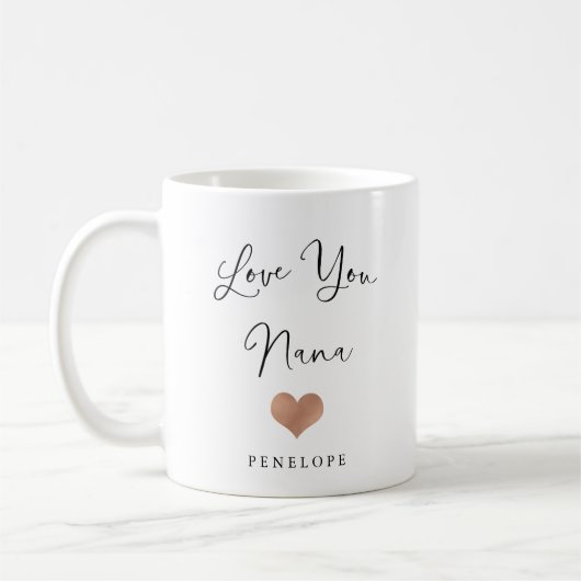 Liebe You Nana | Handgeschriebenes Skript und Herz Kaffeetasse (Links)