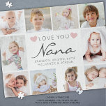 Liebe You Nana oder Nickname 10 Foto Collage Puzzle<br><div class="desc">Erstellen Sie Ihr eigenes personalisiertes Foto-Puzzle für Oma mit einer leicht hochzuladenden Collage-Vorlage mit 10 Bildern ihrer Enkel und Familie mit der bearbeitbaren Titelzeile LIEBE YOU NANA (Wechsel zu ihrem Spitznamen wie Gigi oder Oma) in einer trendigen, modernen, handgeschriebenen Schrift, die mit Herzen mit den Namen ihrer Enkelkinder oder Ihrer...</div>