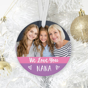 Liebe You Nana   Rosa Farbblock Zwei Fotos Ornament