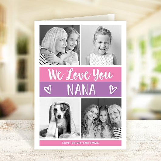 Liebe You Nana | Rosa Foto Block Grid Karte