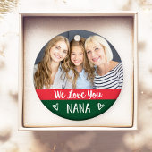 Liebe You Nana | Rotgrüner Farbblock Zwei Fotos Ornament