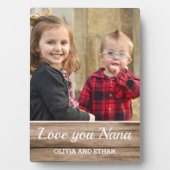 Liebe You Nana Rustic Wood Grandchildren Foto Fotoplatte (Vorderseite)