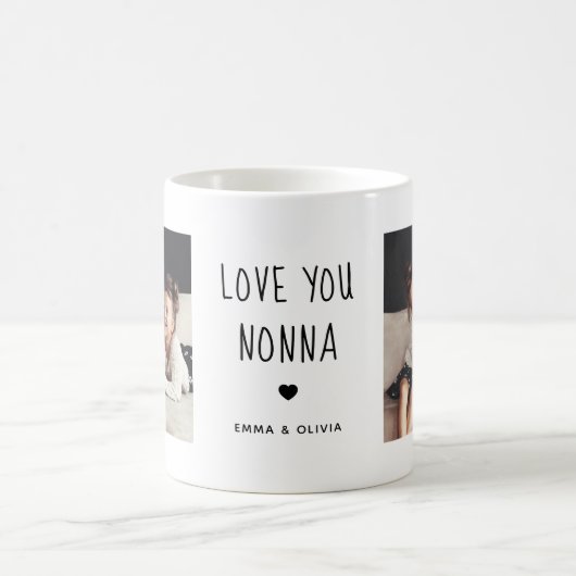Liebe You Nonna | Zwei handgeschriebene Fotos Kaffeetasse (Mittel)