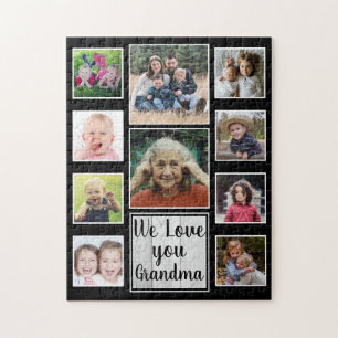 Liebe You Oma 10 Family Foto Collage Black Puzzle