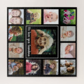 Liebe You Oma 12 Family Foto Collage Black Puzzle (Horizontal)