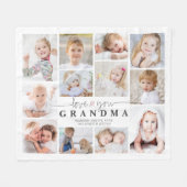 Liebe You Oma 12 Foto Collage Herz White Gray Fleecedecke (Vorderseite (Horizontal))