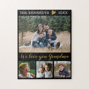 Liebe You Oma 4 Family Foto Collage Black Puzzle