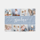 Liebe You Oma 8 Foto Collage Dusty Blue Fleecedecke (Vorderseite (Horizontal))