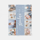 Liebe You Oma 8 Foto Collage Dusty Blue Fleecedecke (Vorderseite)