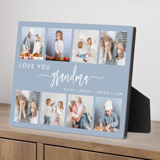 Liebe You Oma 8 Foto Collage Dusty Blue Fotoplatte