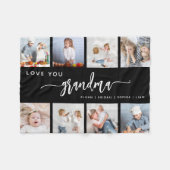 Liebe You Oma 8 Foto Collage Schwarz Fleecedecke (Vorderseite (Horizontal))
