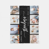 Liebe You Oma 8 Foto Collage Schwarz Fleecedecke (Vorderseite)