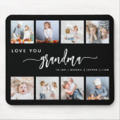 Liebe You Oma 8 Foto Collage Schwarz Mousepad (Vorne)