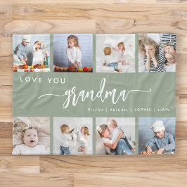 Liebe You Oma 8 Foto Collage Seite Grün Fleecedecke